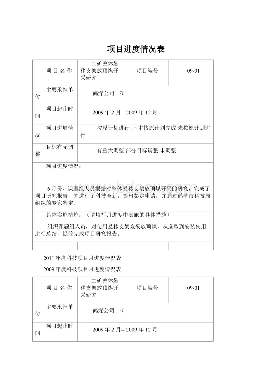 项目进度情况表Word格式文档下载.docx_第1页