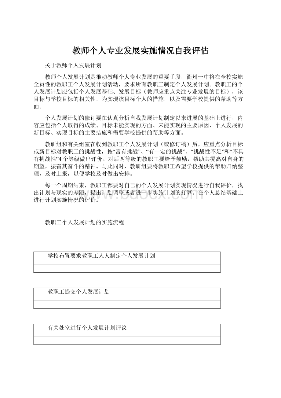 教师个人专业发展实施情况自我评估Word格式.docx