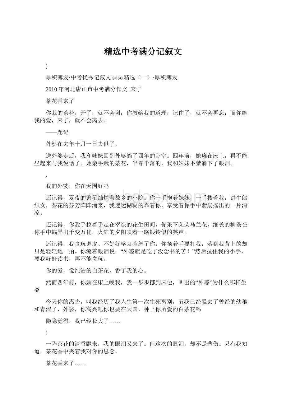 精选中考满分记叙文.docx