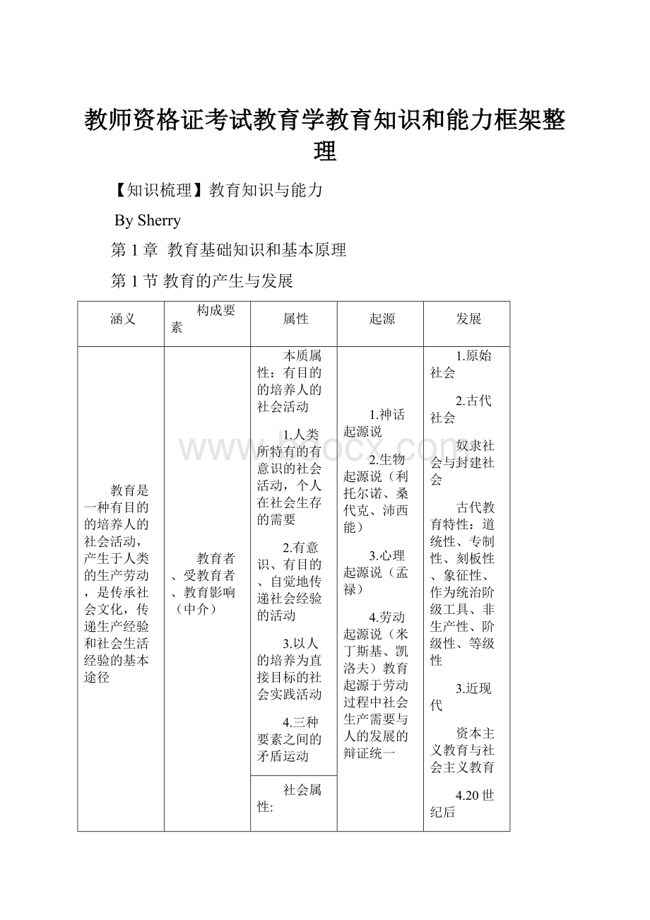 教师资格证考试教育学教育知识和能力框架整理.docx