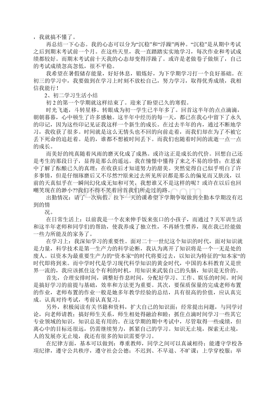 初中学习生活总结doc文档格式.docx_第3页