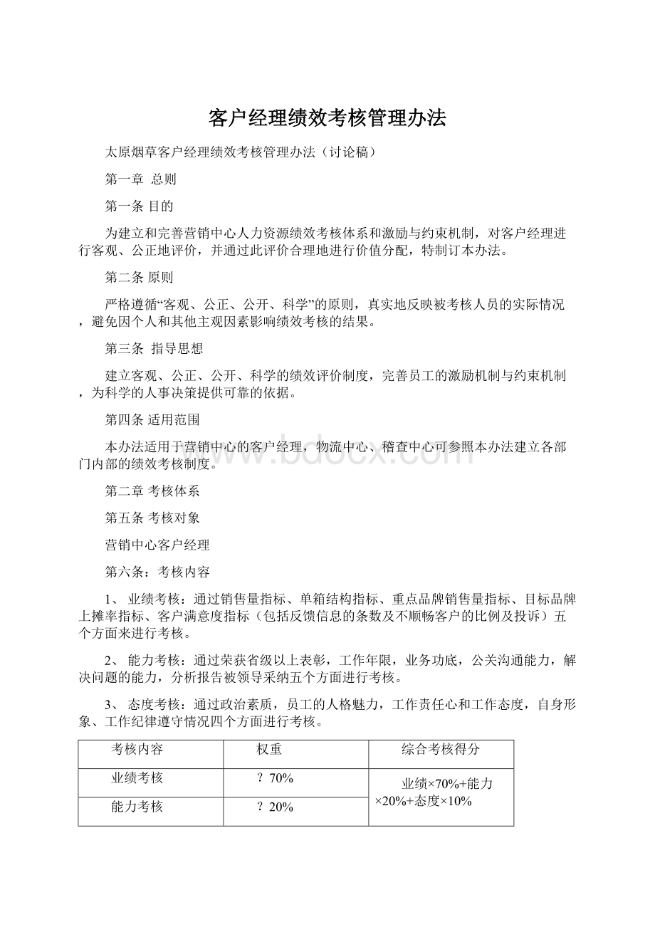 客户经理绩效考核管理办法.docx_第1页