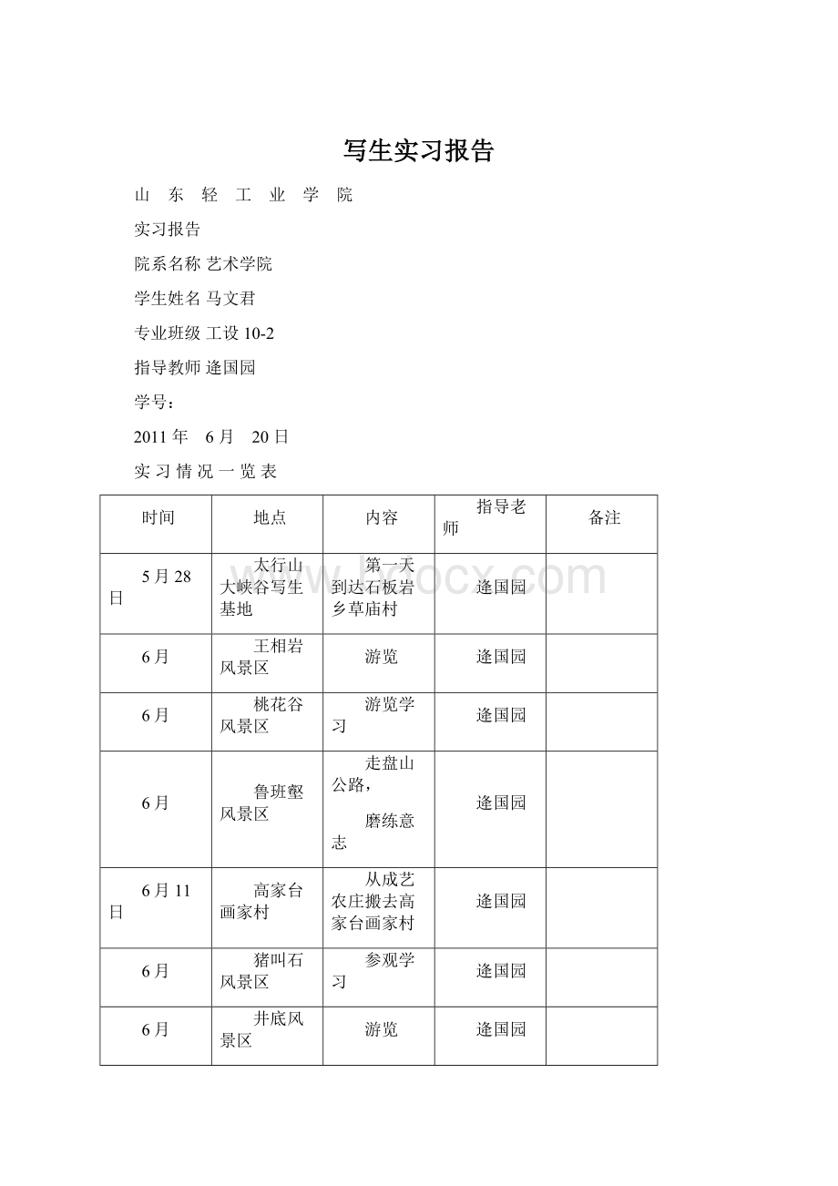 写生实习报告文档格式.docx