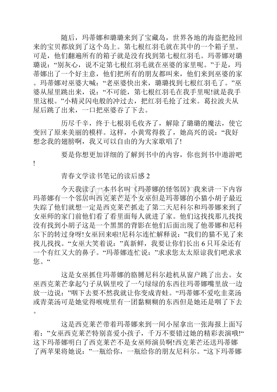 青春文学读书笔记的读后感.docx_第2页