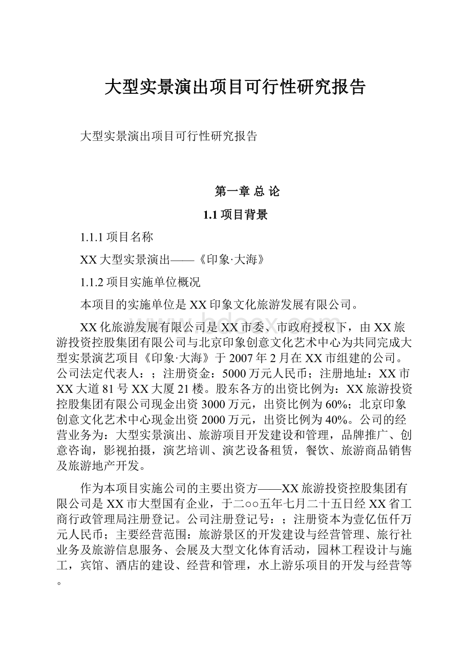 大型实景演出项目可行性研究报告.docx_第1页