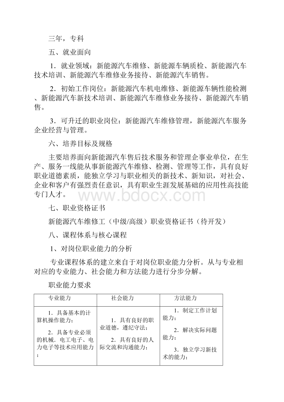 最新新能源汽车维修技术专业人才培养方案Word文件下载.docx_第2页