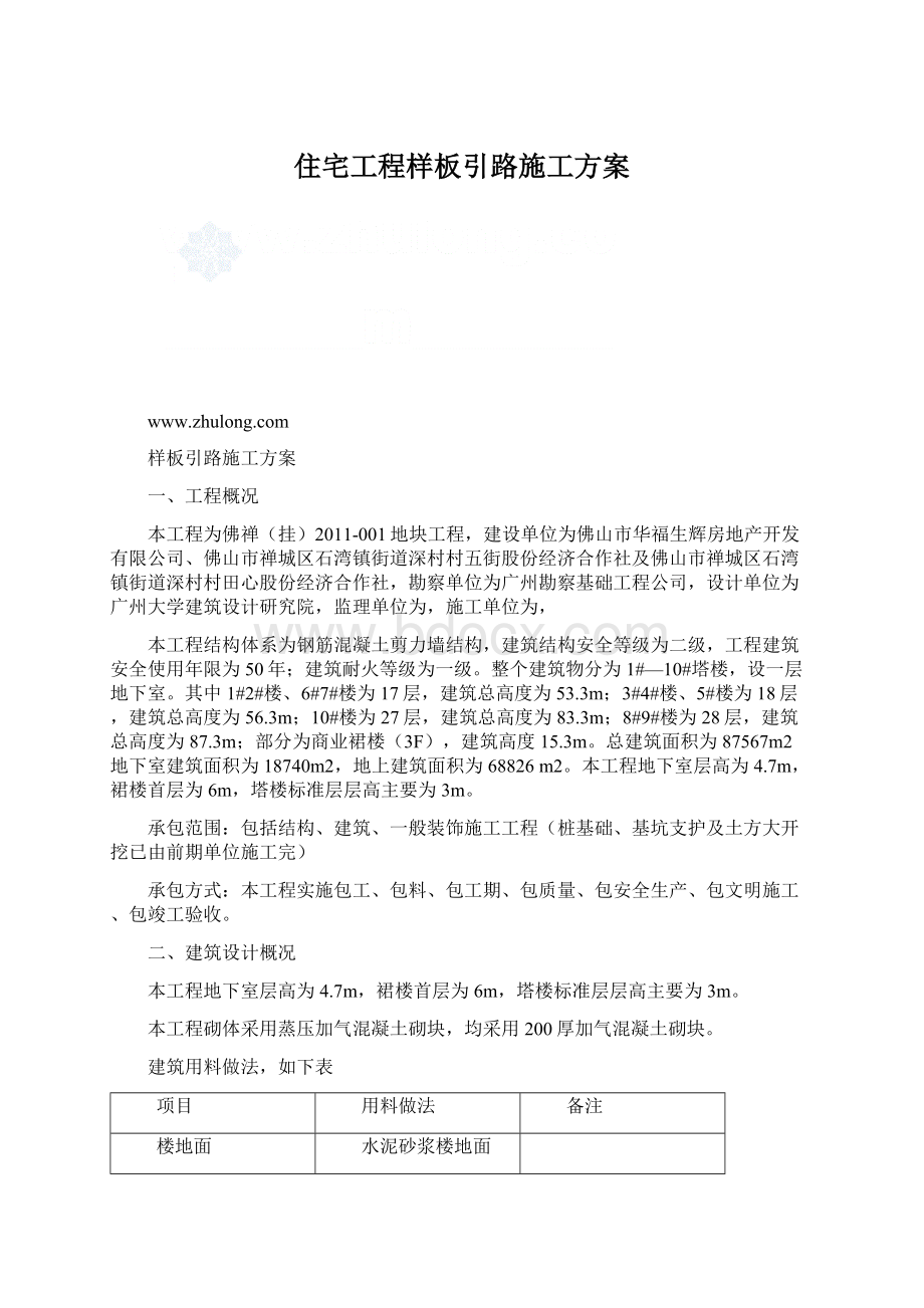 住宅工程样板引路施工方案Word文档格式.docx