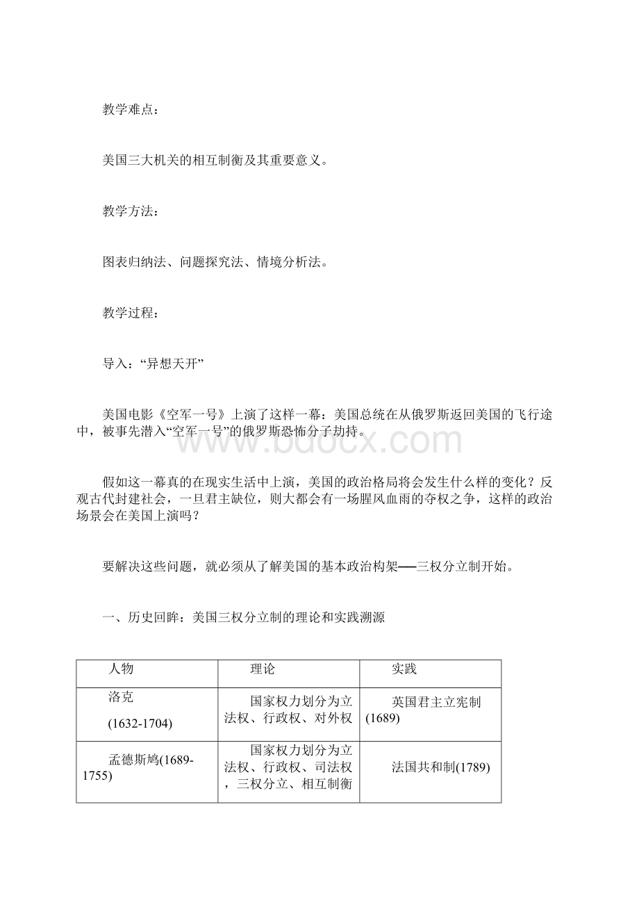 《美国的三权分立制》教学设计Word下载.docx_第2页