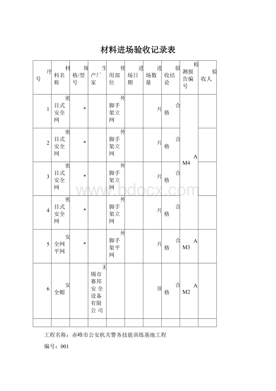 材料进场验收记录表.docx_第1页