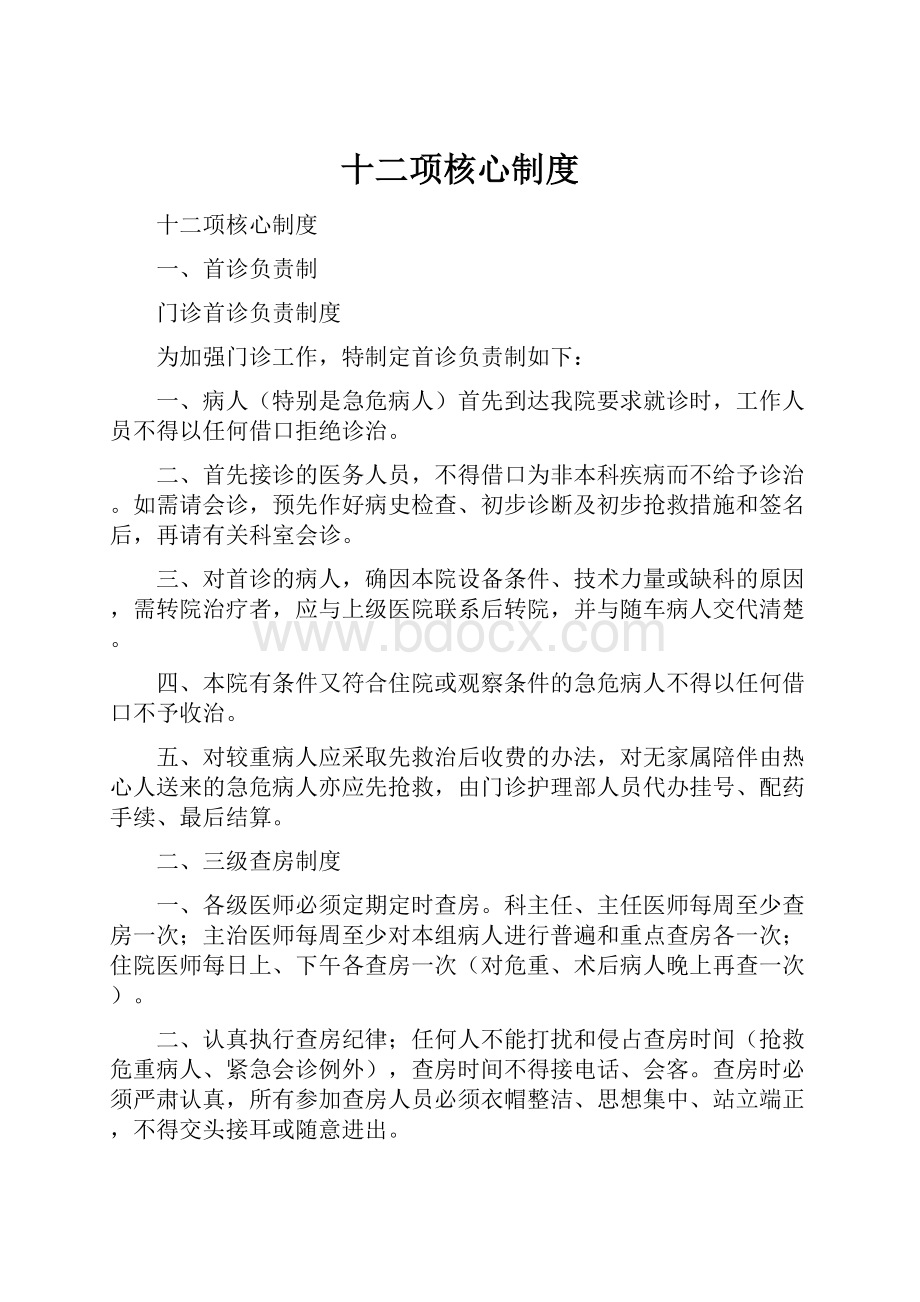 十二项核心制度Word文件下载.docx