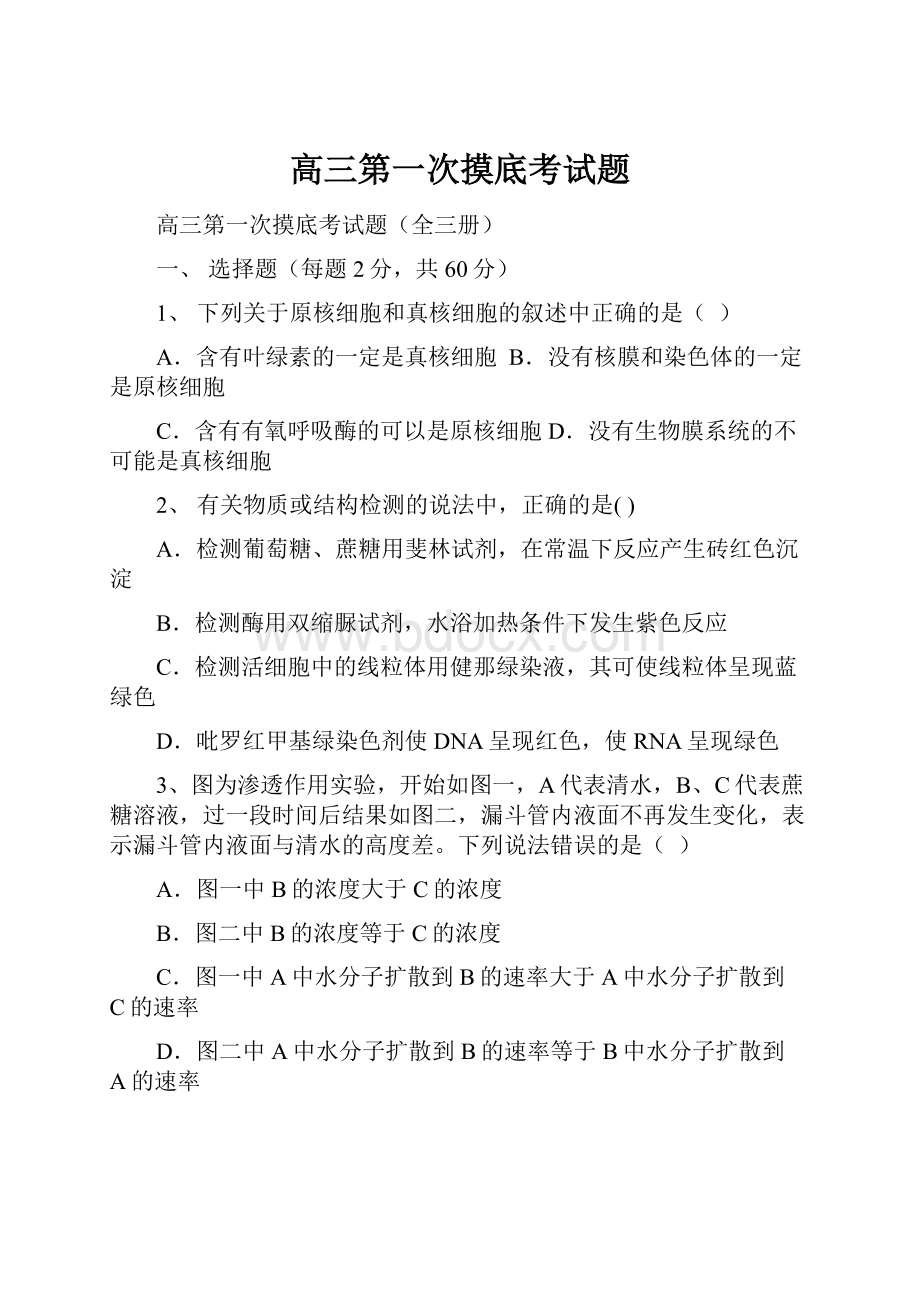 高三第一次摸底考试题Word格式文档下载.docx_第1页