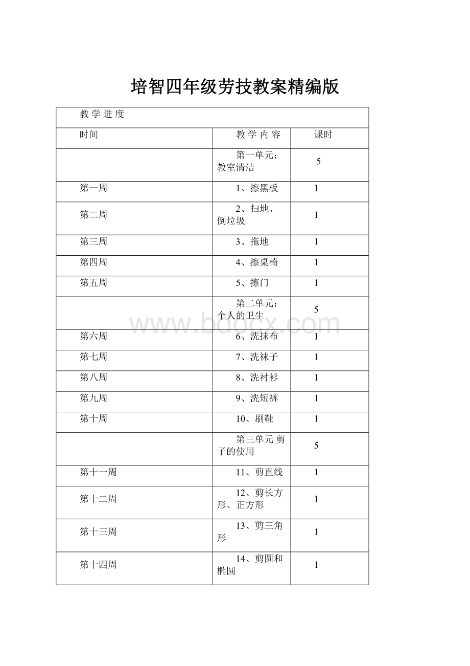 培智四年级劳技教案精编版Word格式文档下载.docx