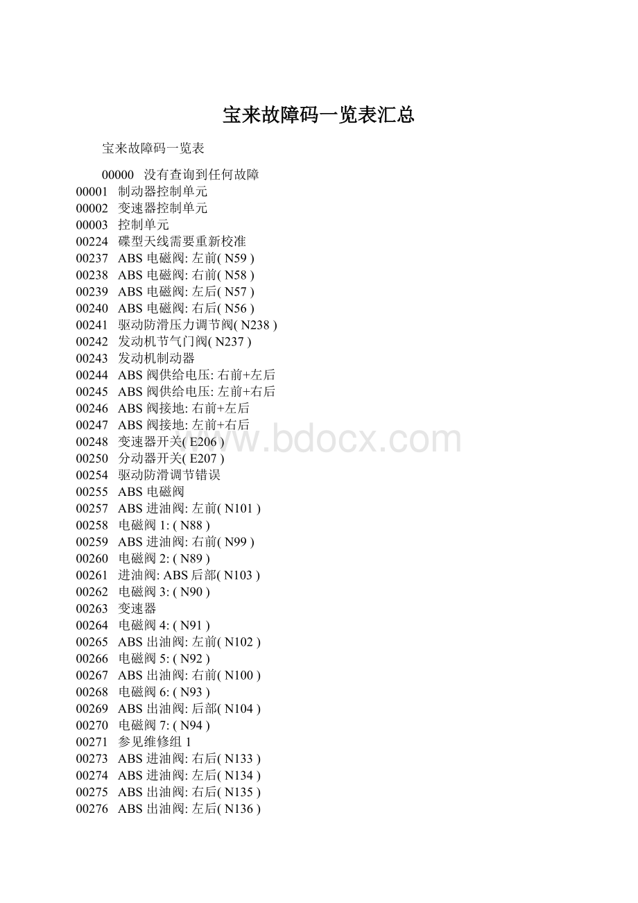 宝来故障码一览表汇总.docx_第1页