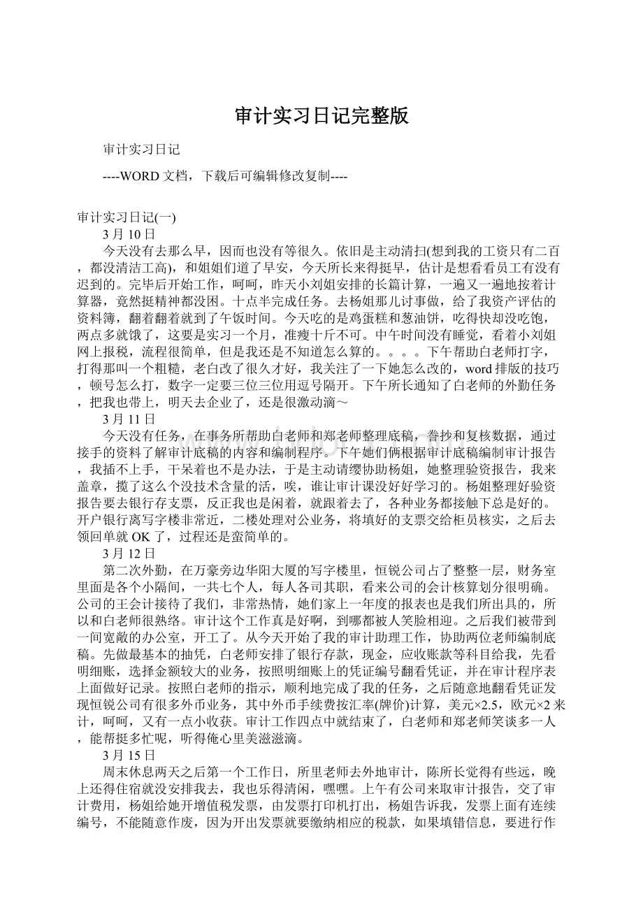 审计实习日记完整版Word文档下载推荐.docx