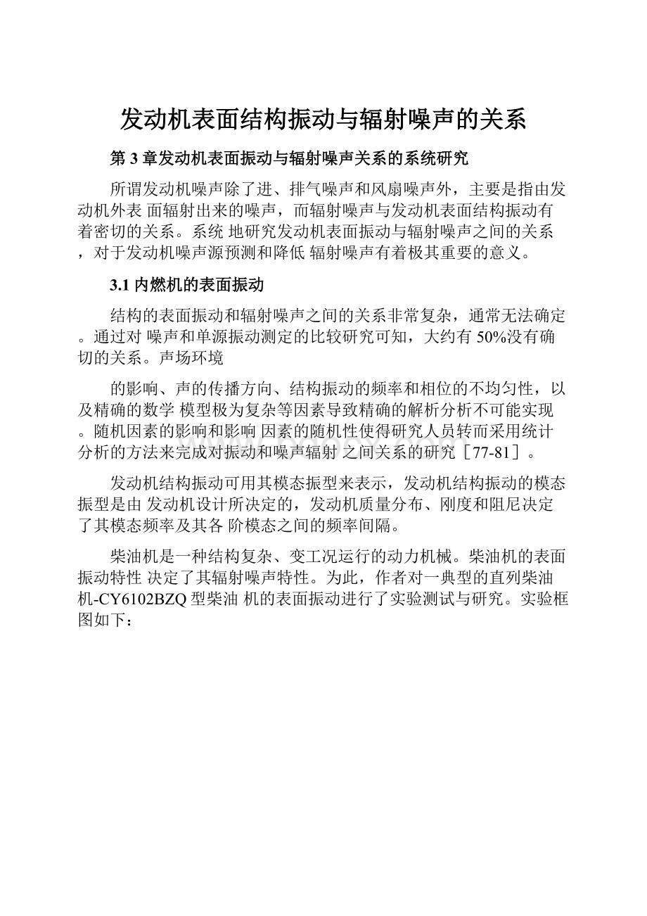 发动机表面结构振动与辐射噪声的关系Word文件下载.docx_第1页