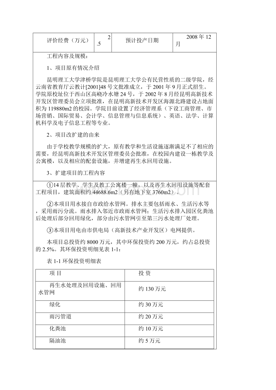 昆明理工大学津桥学院扩建项目报批文档格式.docx_第3页