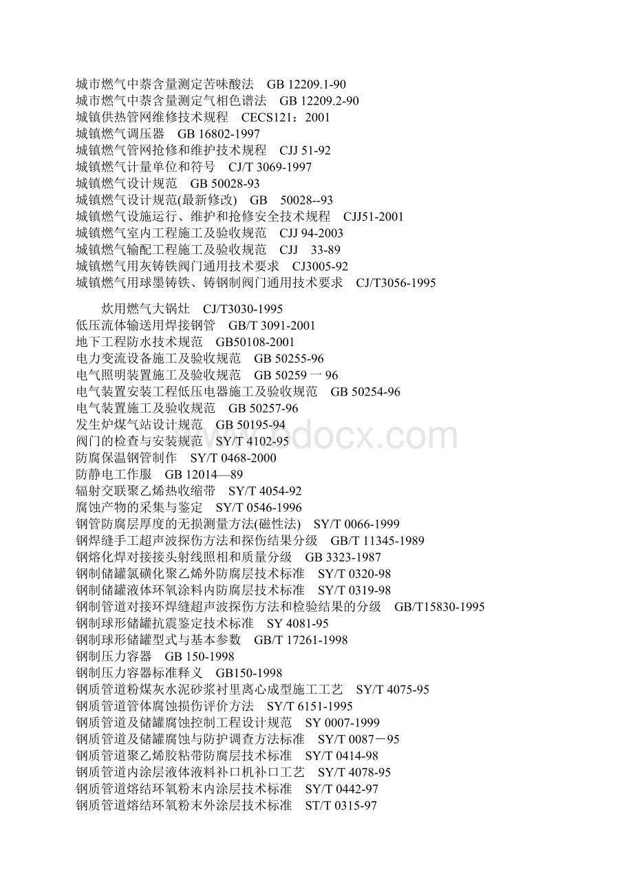 燃气相关规范一览表.docx_第2页