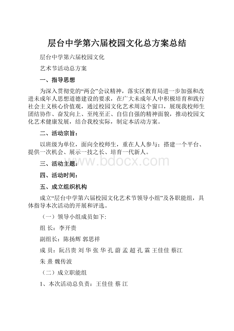 层台中学第六届校园文化总方案总结Word文档下载推荐.docx