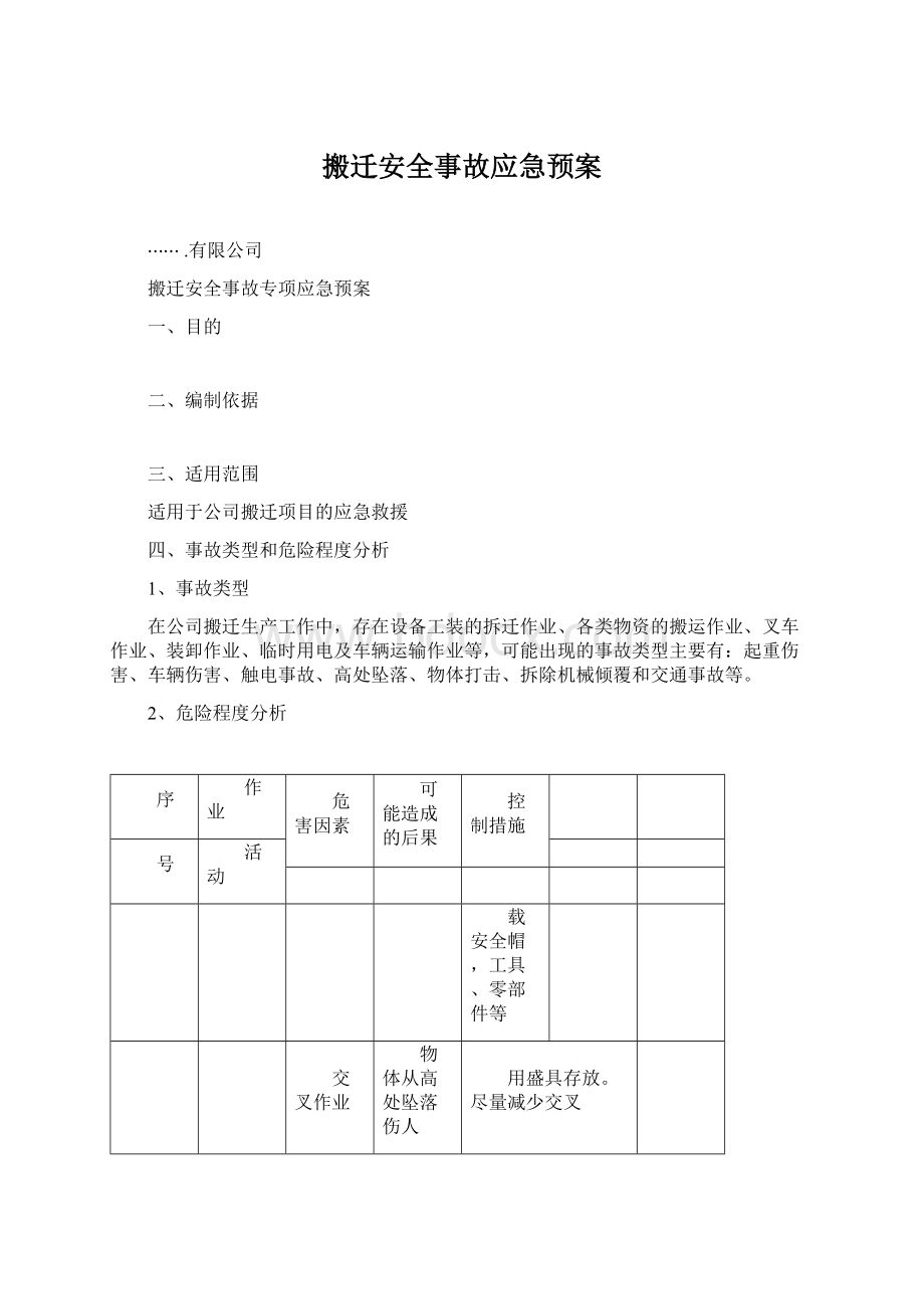 搬迁安全事故应急预案.docx_第1页