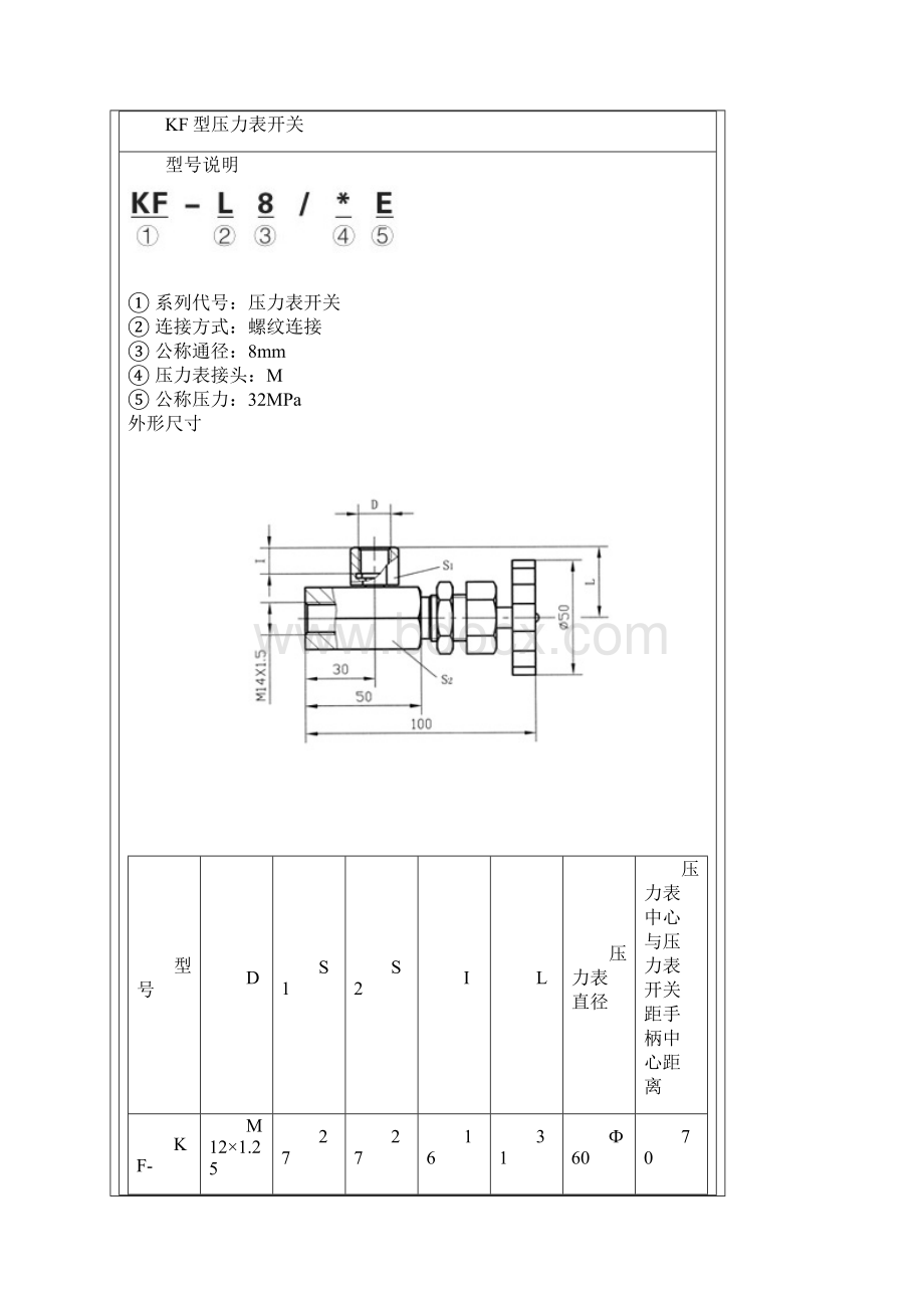 压力表开关KF压力表开关Word文件下载.docx_第2页