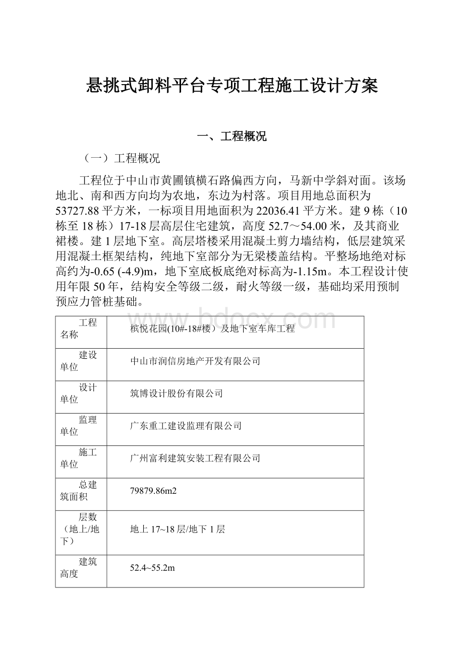 悬挑式卸料平台专项工程施工设计方案Word文档格式.docx