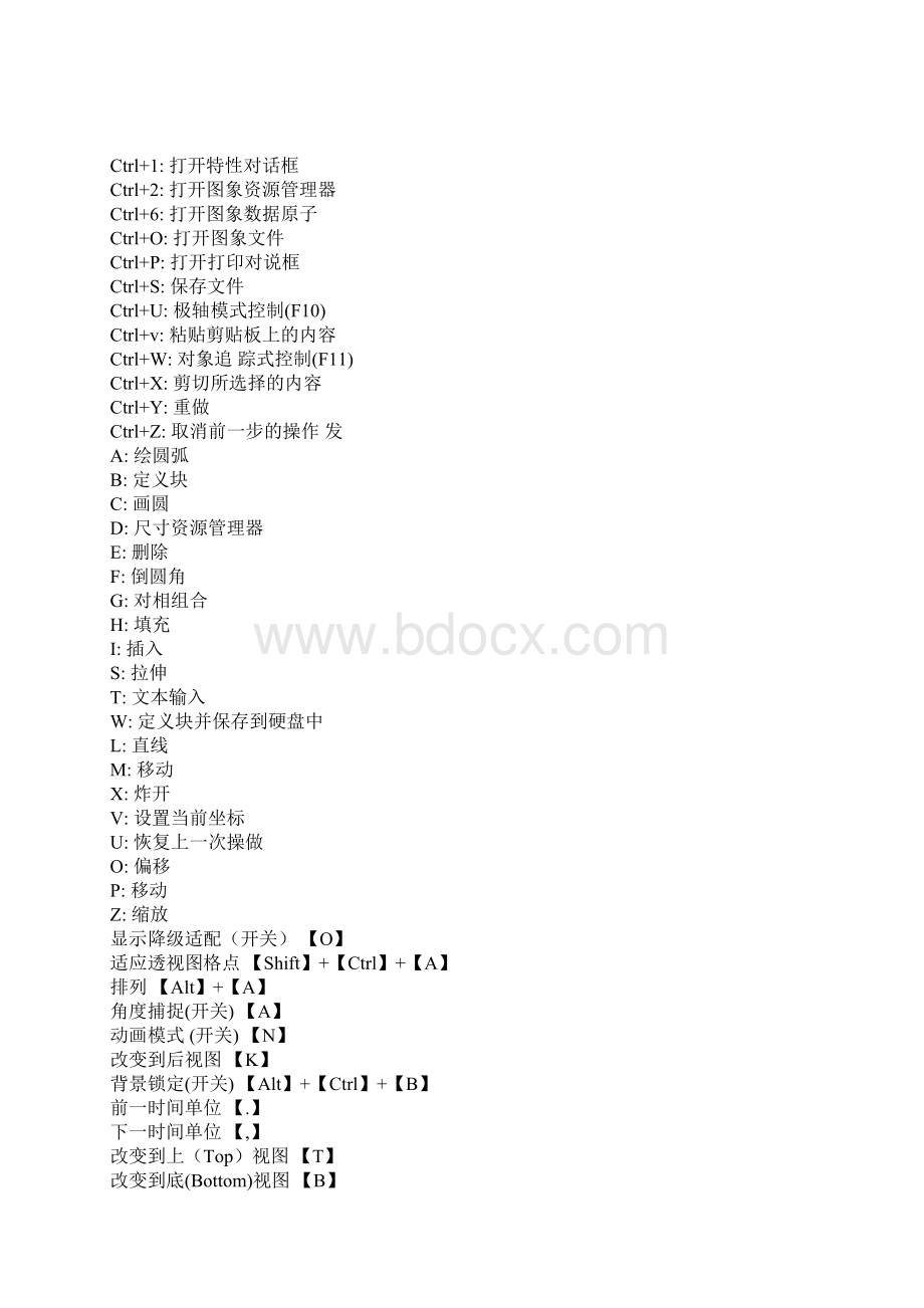 AutoCAD 快捷键大全Word格式文档下载.docx_第2页