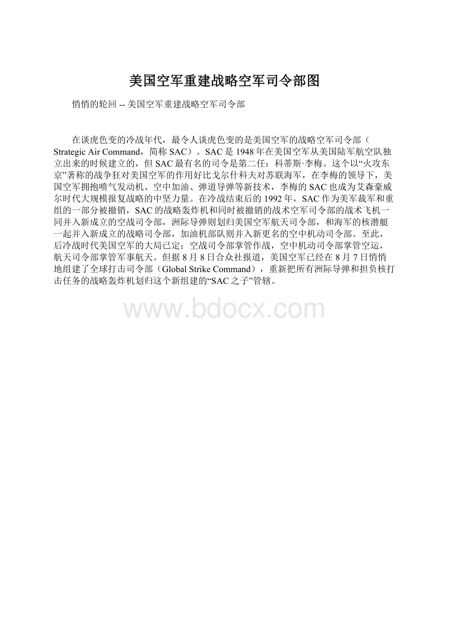 美国空军重建战略空军司令部图.docx