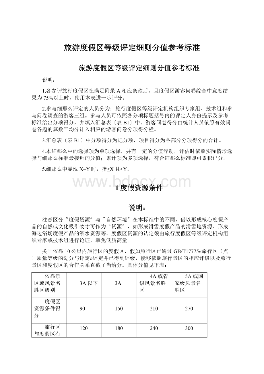 旅游度假区等级评定细则分值参考标准.docx_第1页