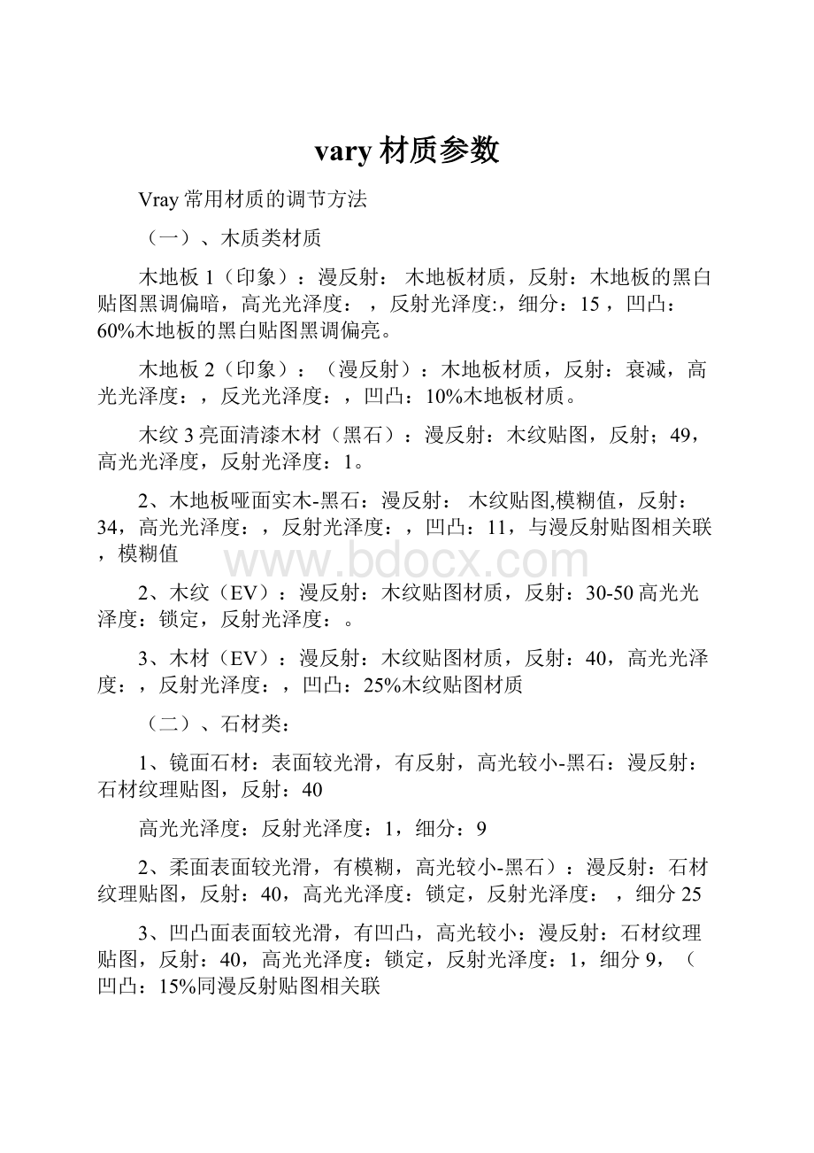 vary材质参数Word文档格式.docx_第1页