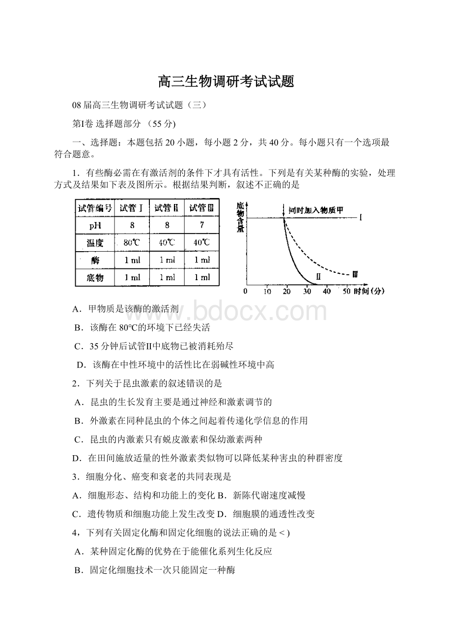 高三生物调研考试试题.docx_第1页