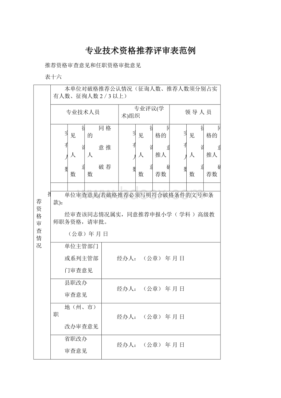 专业技术资格推荐评审表范例Word文档格式.docx