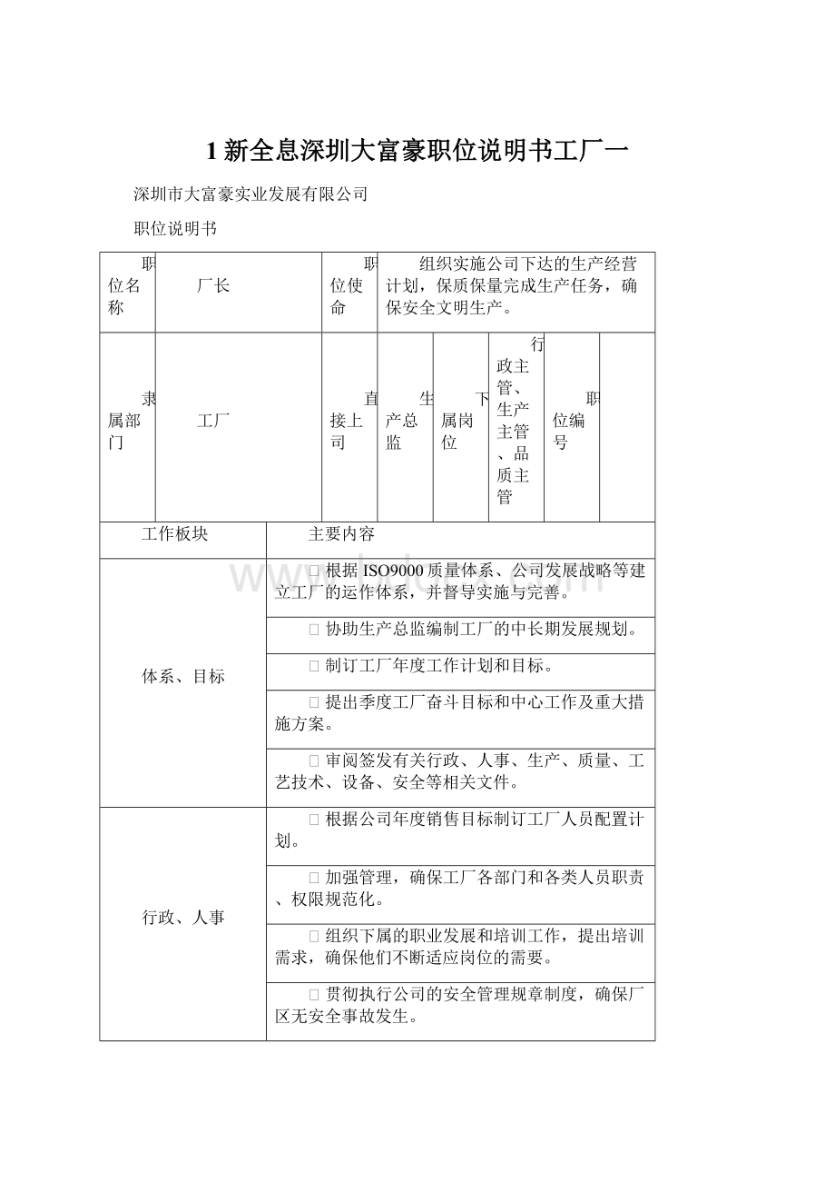 1新全息深圳大富豪职位说明书工厂一.docx