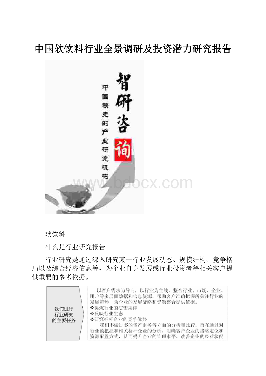 中国软饮料行业全景调研及投资潜力研究报告Word格式.docx