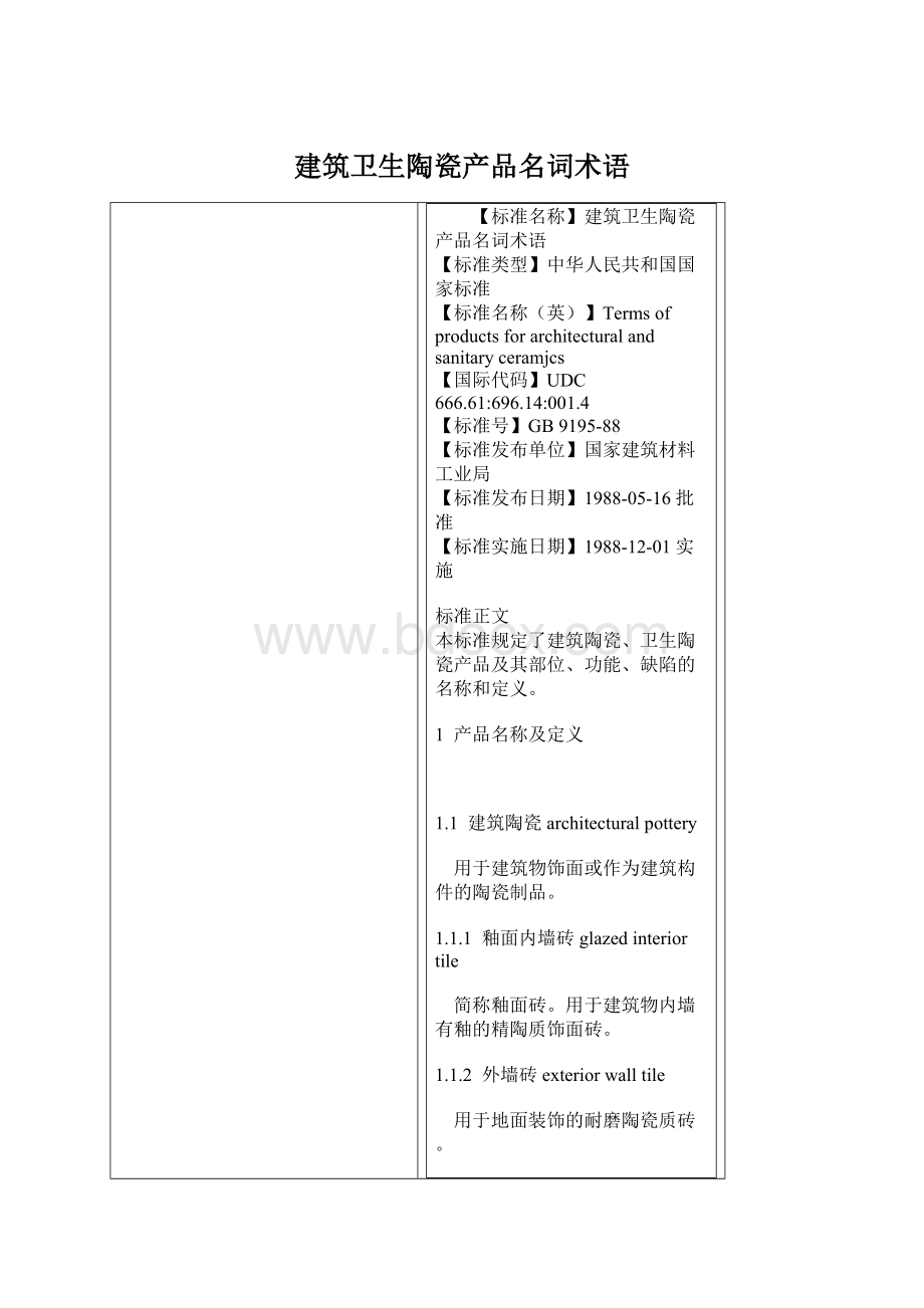 建筑卫生陶瓷产品名词术语.docx_第1页