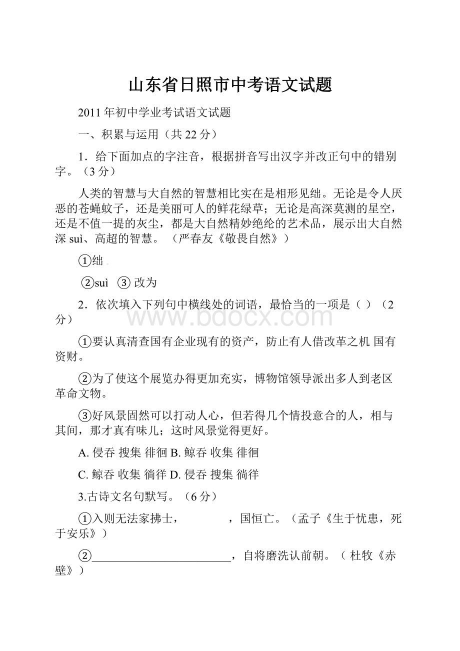 山东省日照市中考语文试题Word格式文档下载.docx_第1页