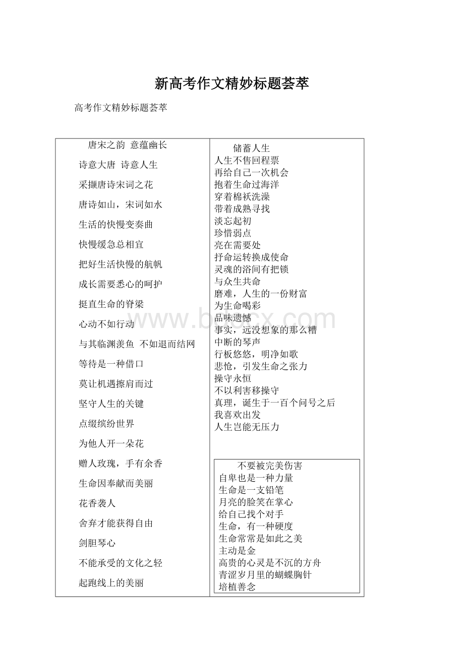 新高考作文精妙标题荟萃Word下载.docx