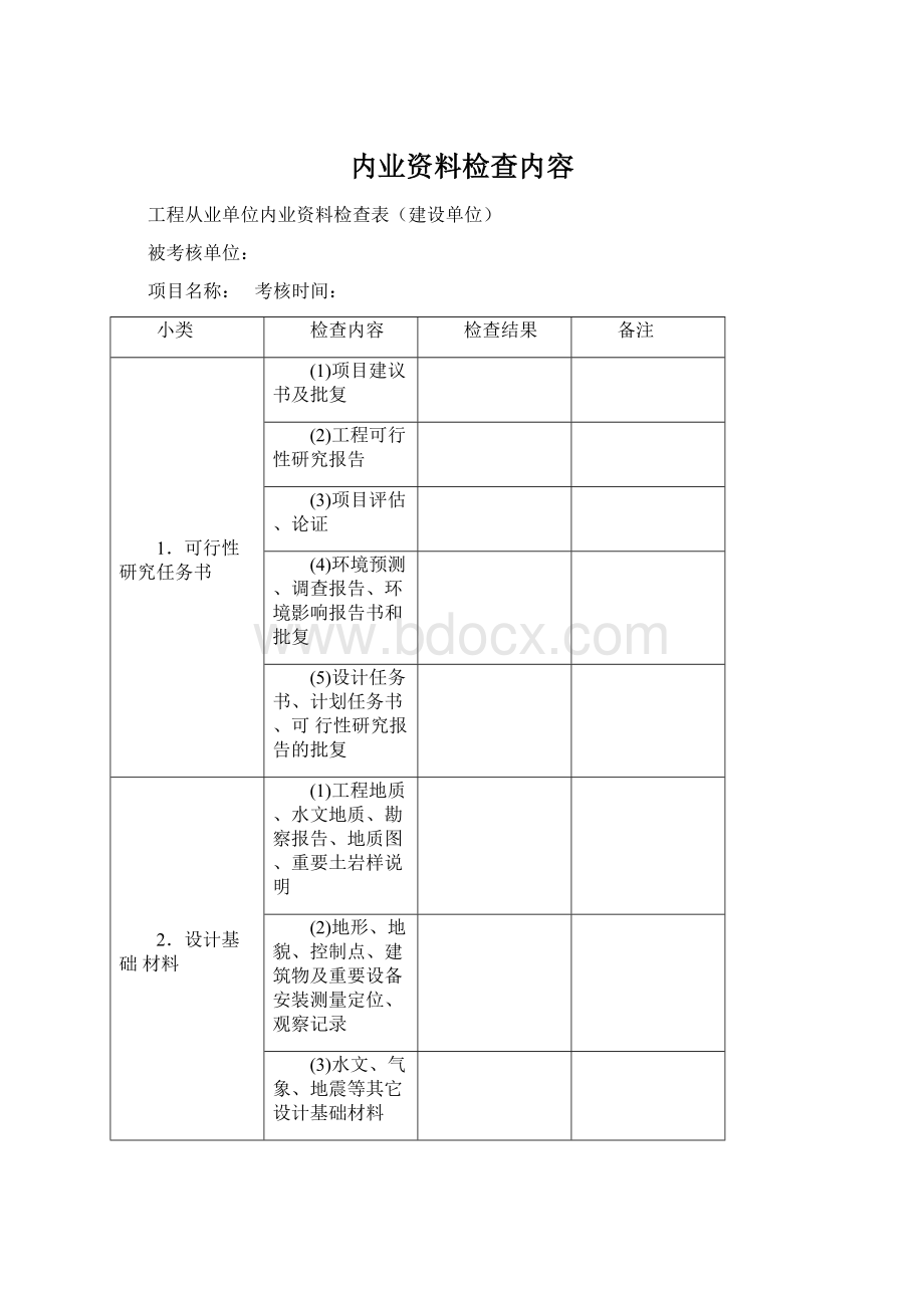 内业资料检查内容.docx