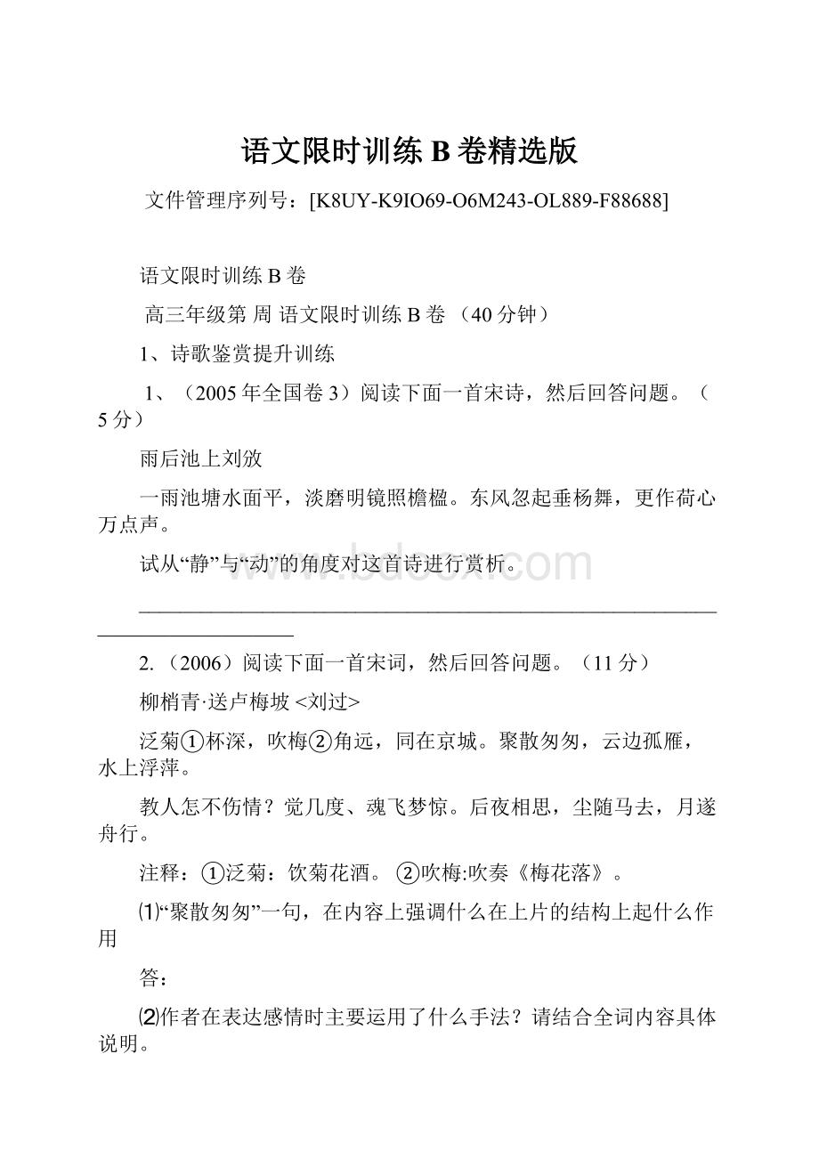 语文限时训练B卷精选版Word文档格式.docx