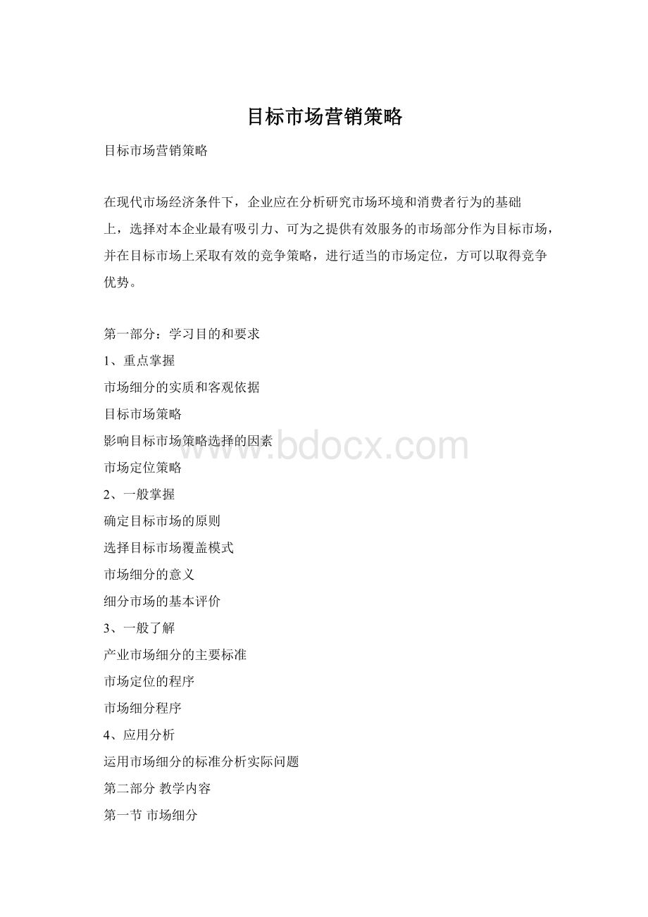 目标市场营销策略Word格式.docx