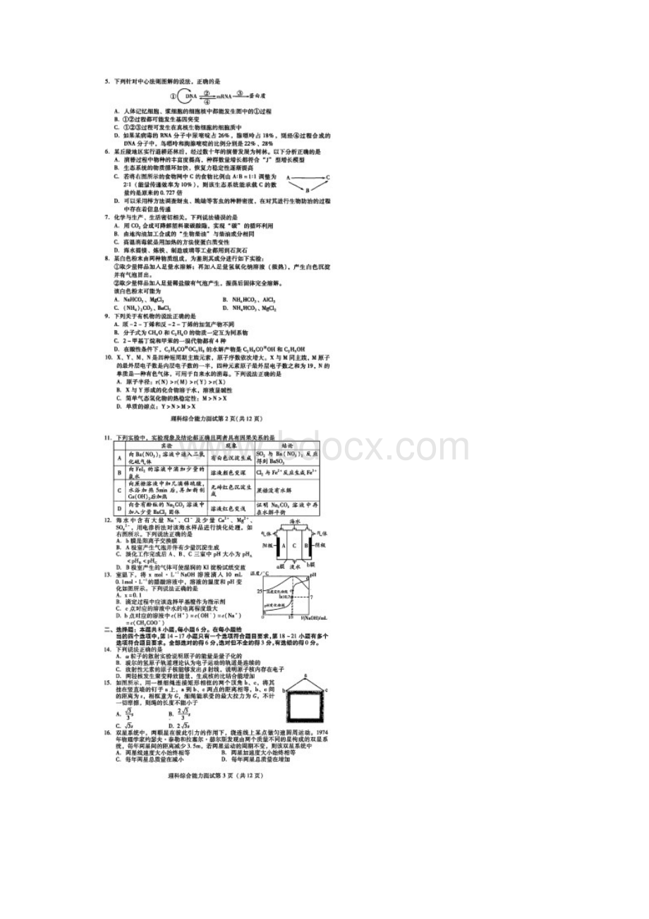 山东省潍坊市高考模拟考试理综讲解.docx_第2页