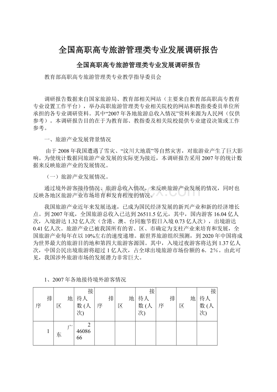 全国高职高专旅游管理类专业发展调研报告.docx