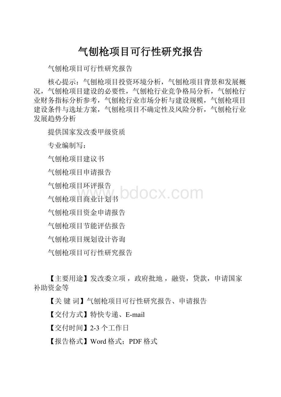 气刨枪项目可行性研究报告Word文件下载.docx