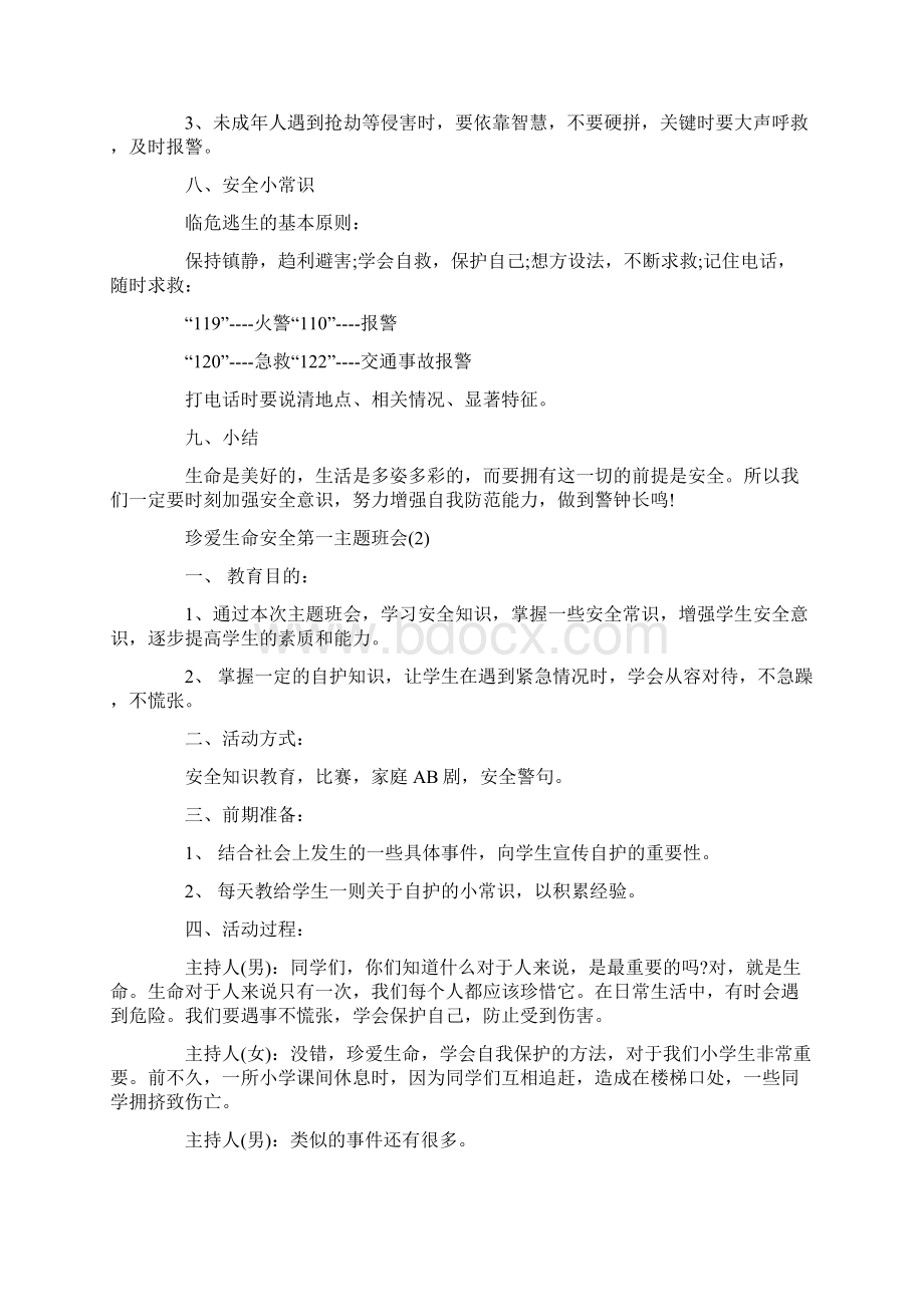 20XX珍爱生命安全第一主题班会策划书doc.docx_第3页