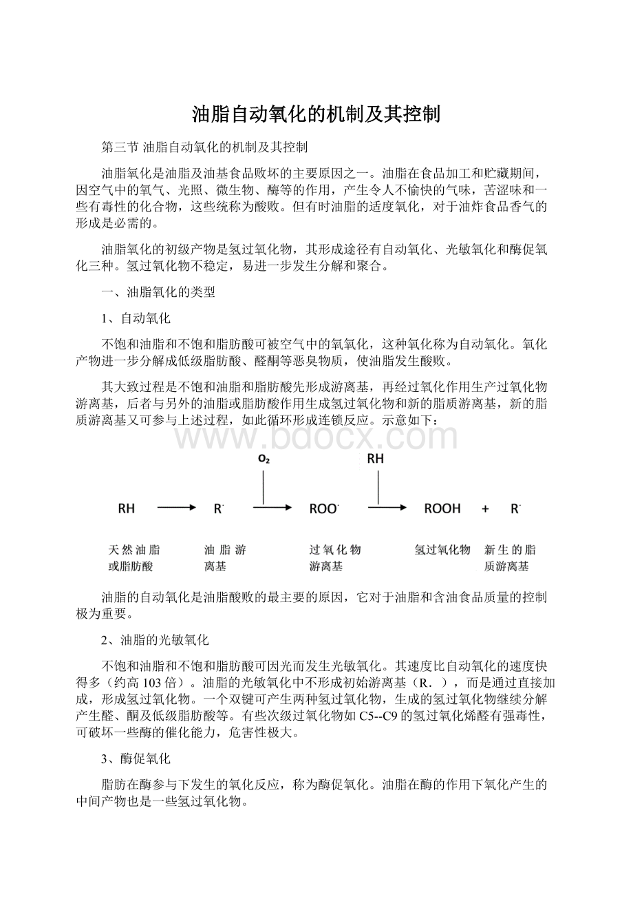 油脂自动氧化的机制及其控制Word文档格式.docx