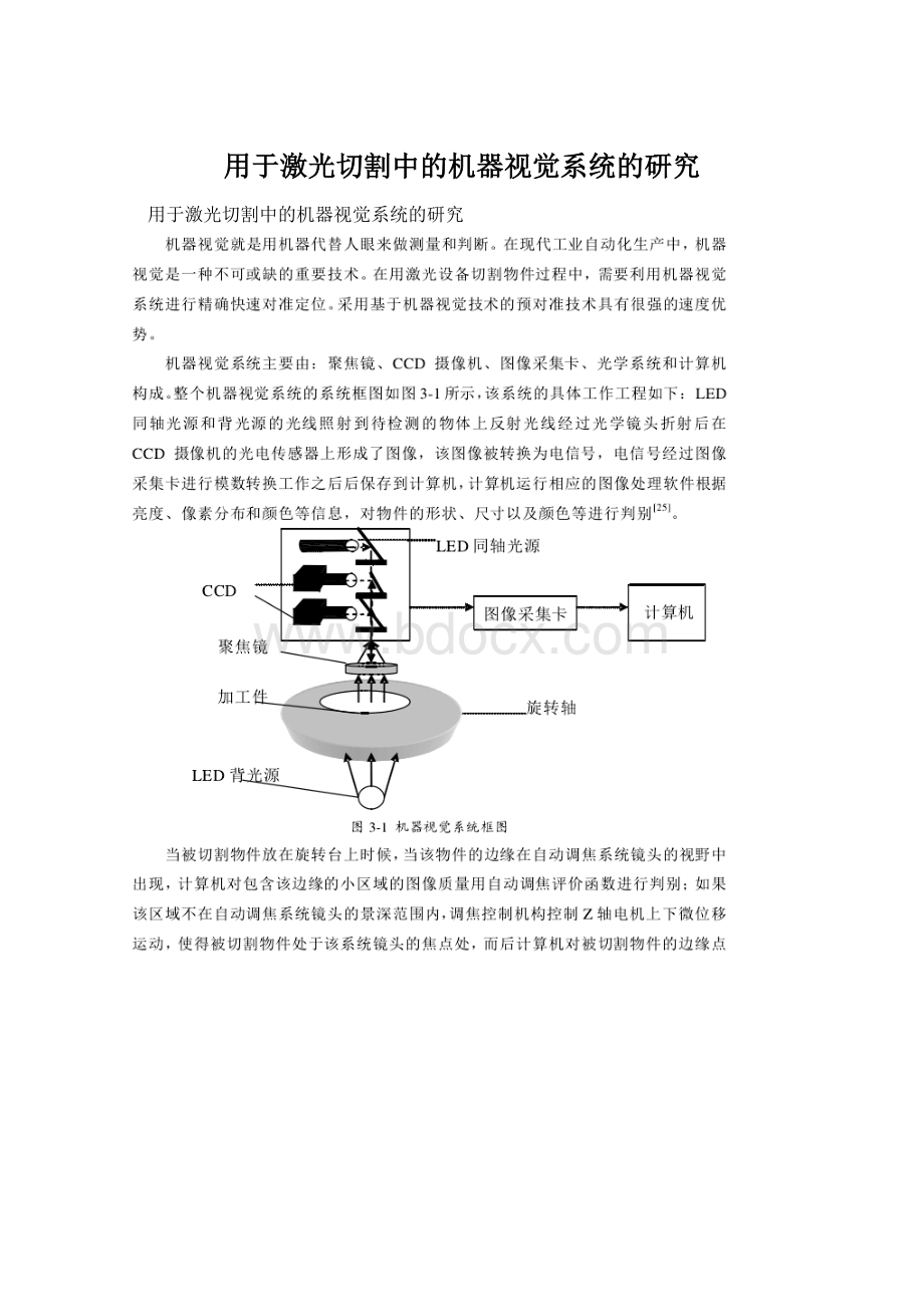 用于激光切割中的机器视觉系统的研究Word文档格式.docx