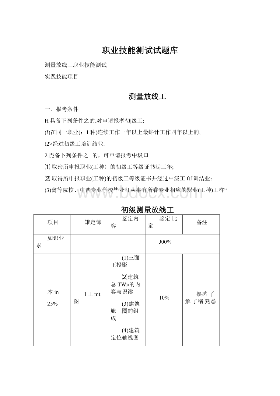 职业技能测试试题库Word文档下载推荐.docx