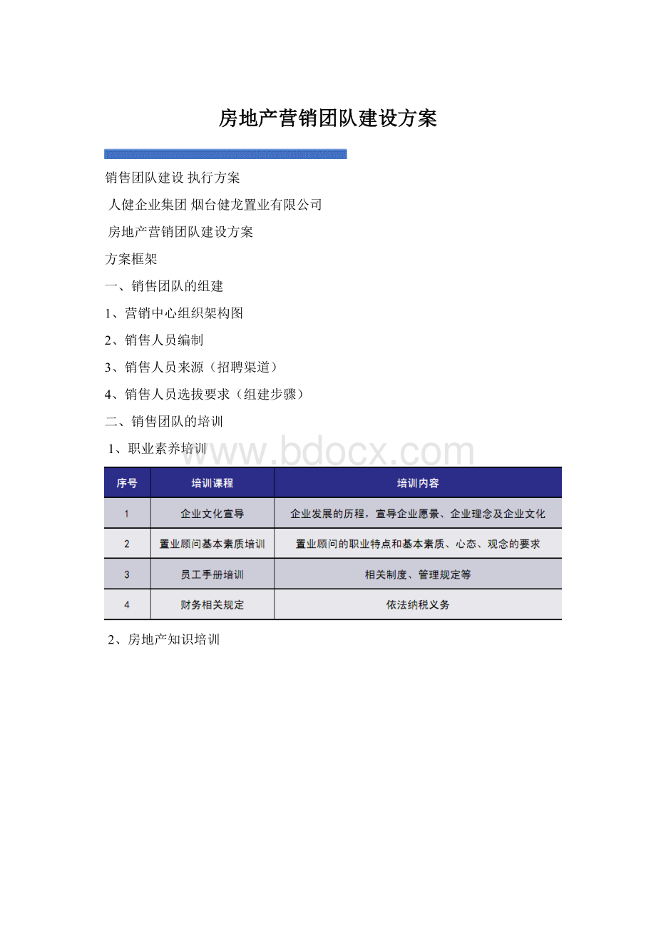 房地产营销团队建设方案Word文档下载推荐.docx