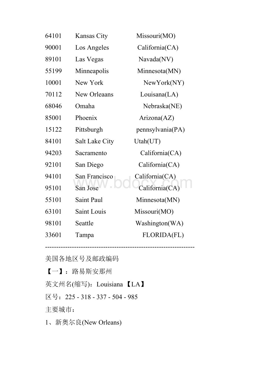 美国各洲及主要城市邮政编码大全.docx_第2页