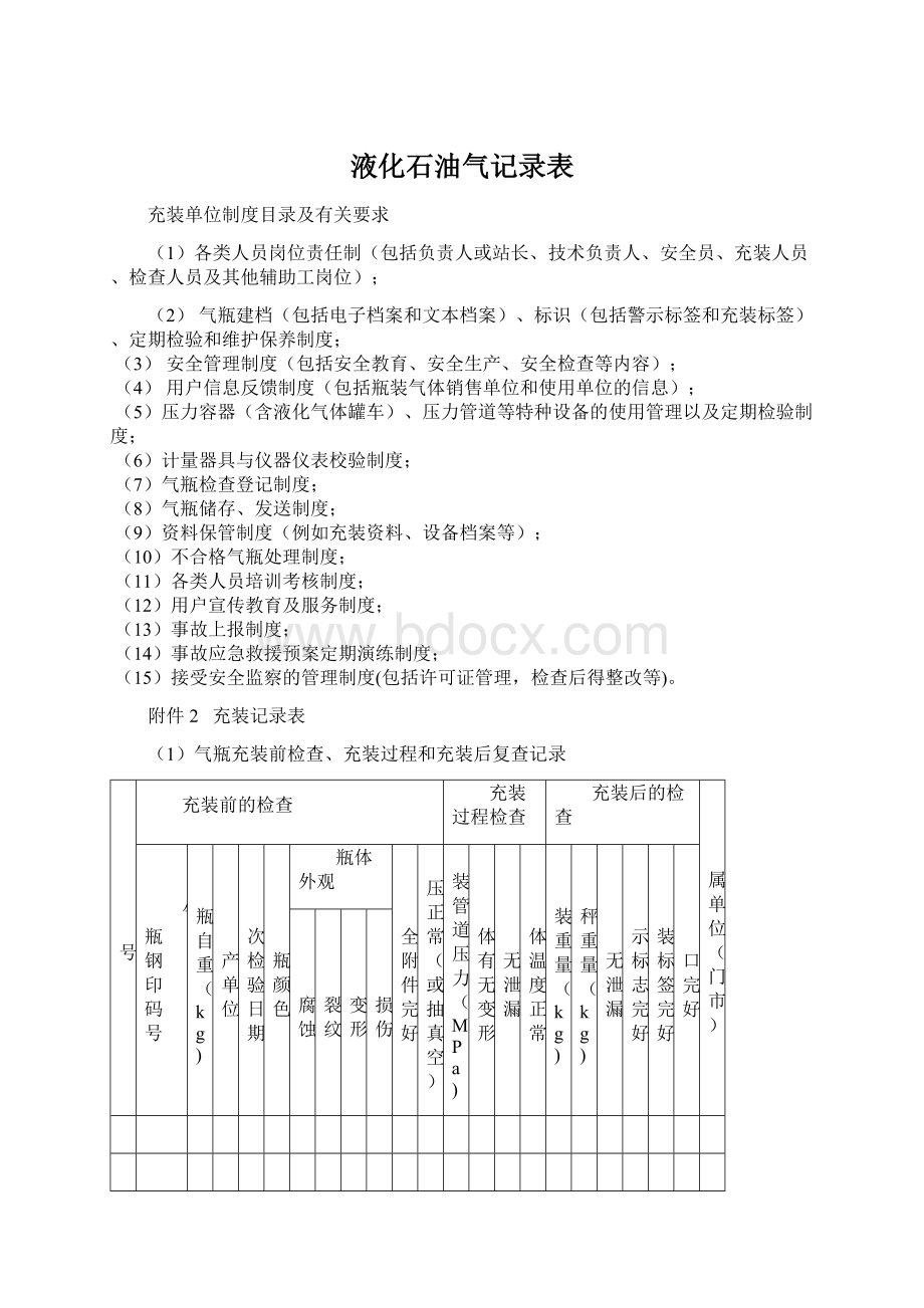 液化石油气记录表Word格式文档下载.docx