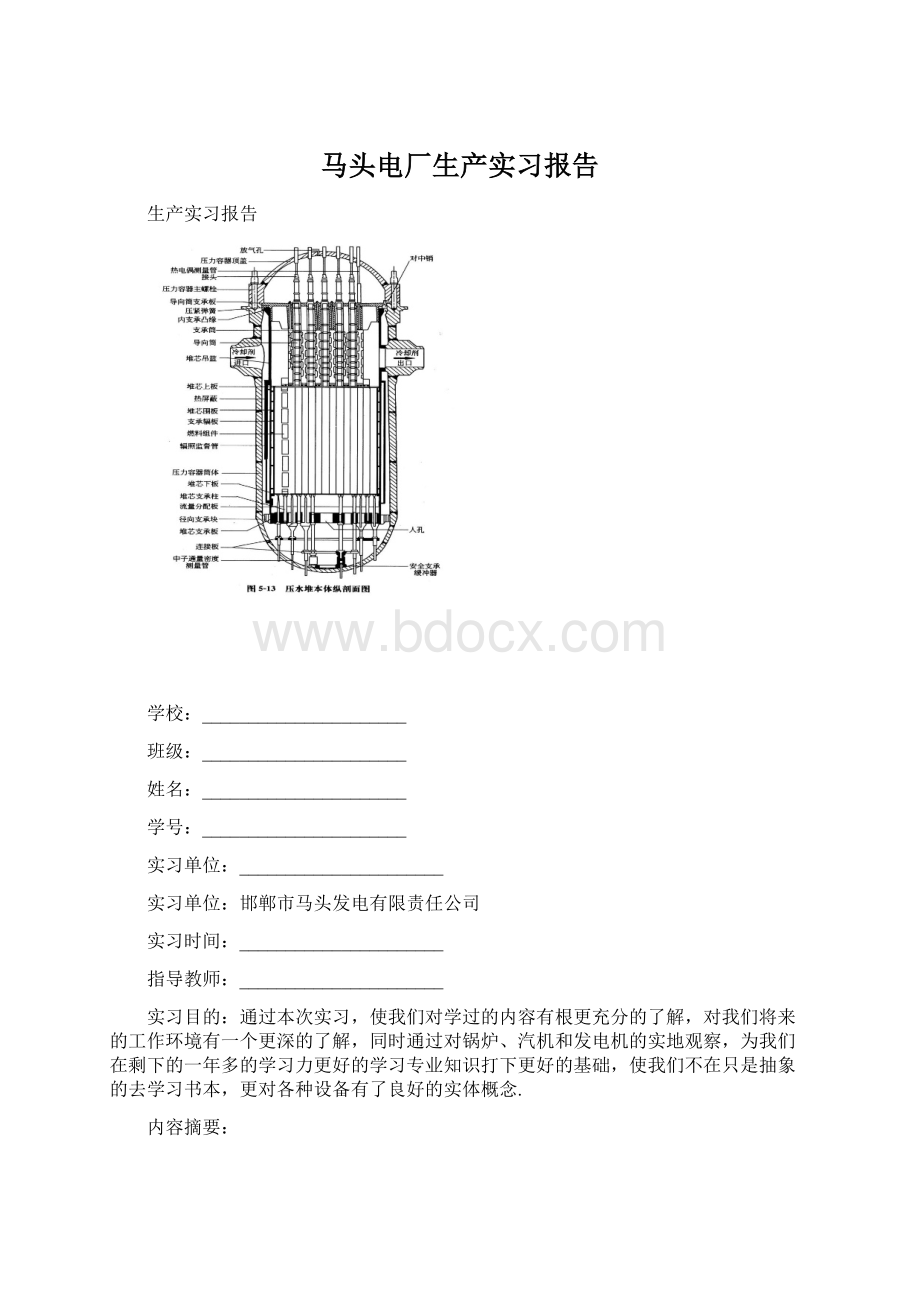 马头电厂生产实习报告.docx_第1页